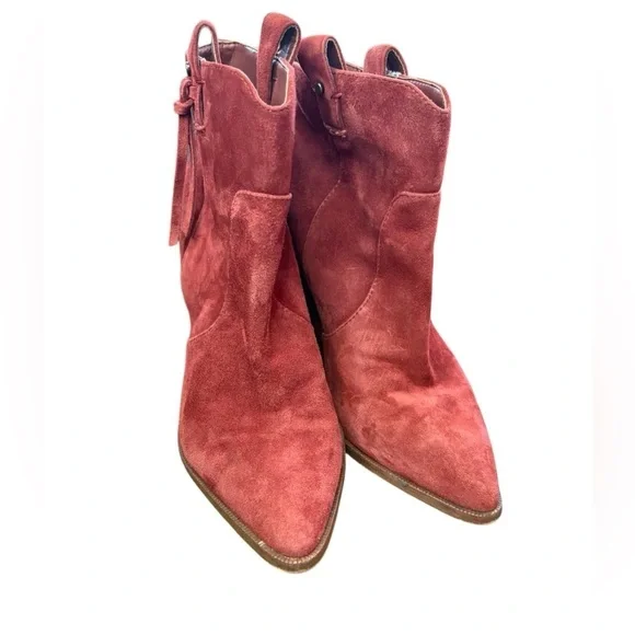 Sam Edelman Niomi Suede Western boho 
Booties In Red Paprika Size 7 preloved - Picture 8 of 10